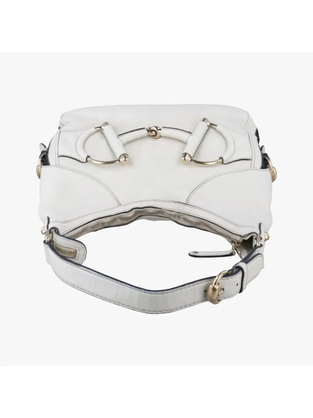 Gucci Heritage Horsebit Hobo White Leather